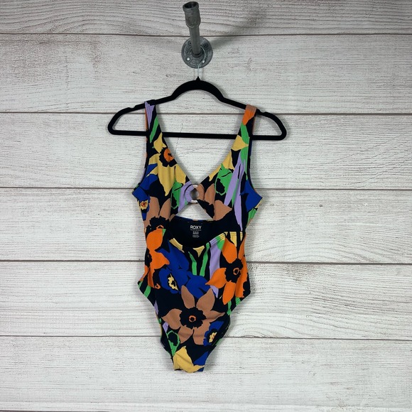 Roxy Other - Roxy Floral Printed Colorful One Piece Cutout Swimsuit Size Medium